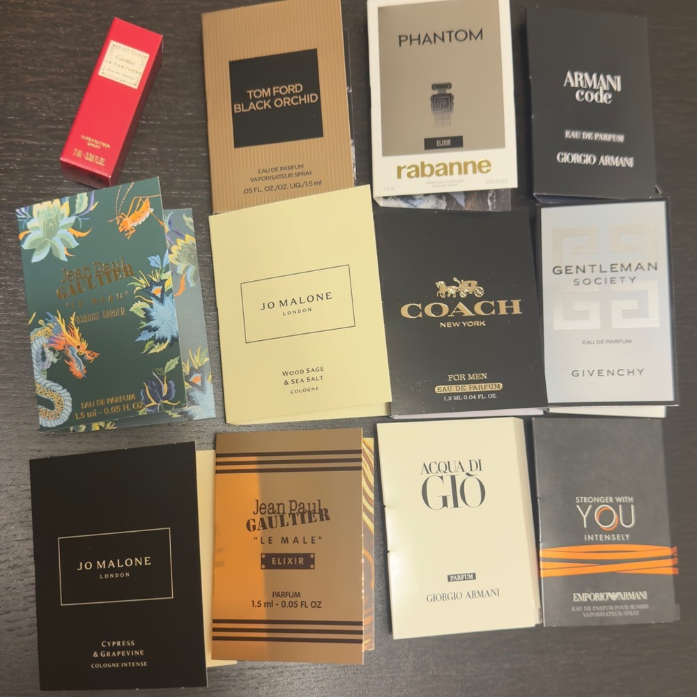 Men set parfum cologne tumi dior jo malone armani paco rabanne gucci x12